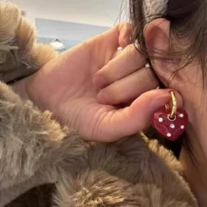 Ankora Red Drop Oil Love Earrings