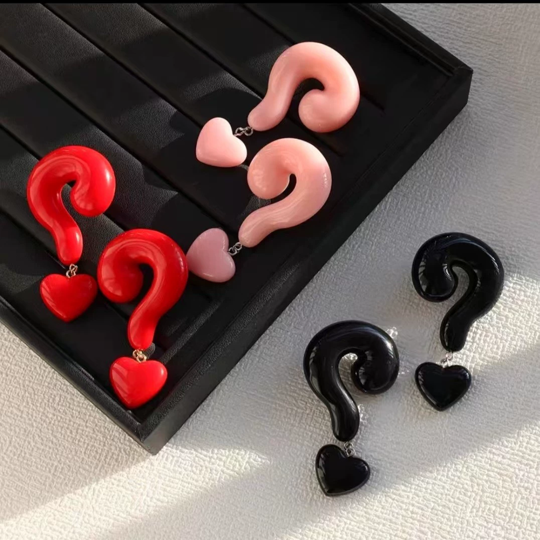 Ankora Red Question Mark European Earrings