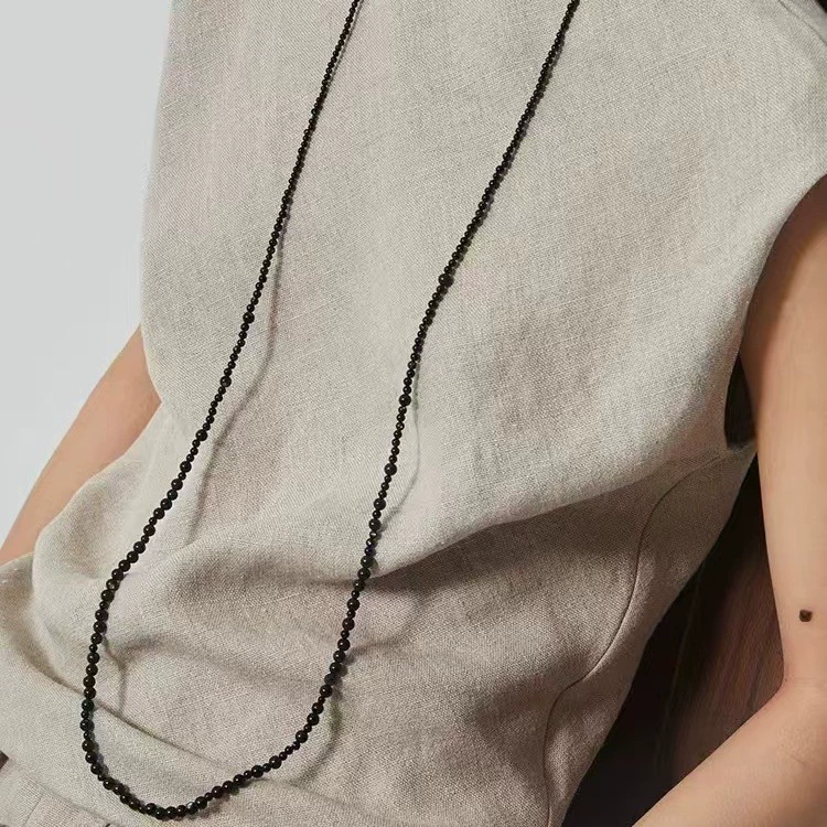 Black Agate Layered OT Buckle Necklace