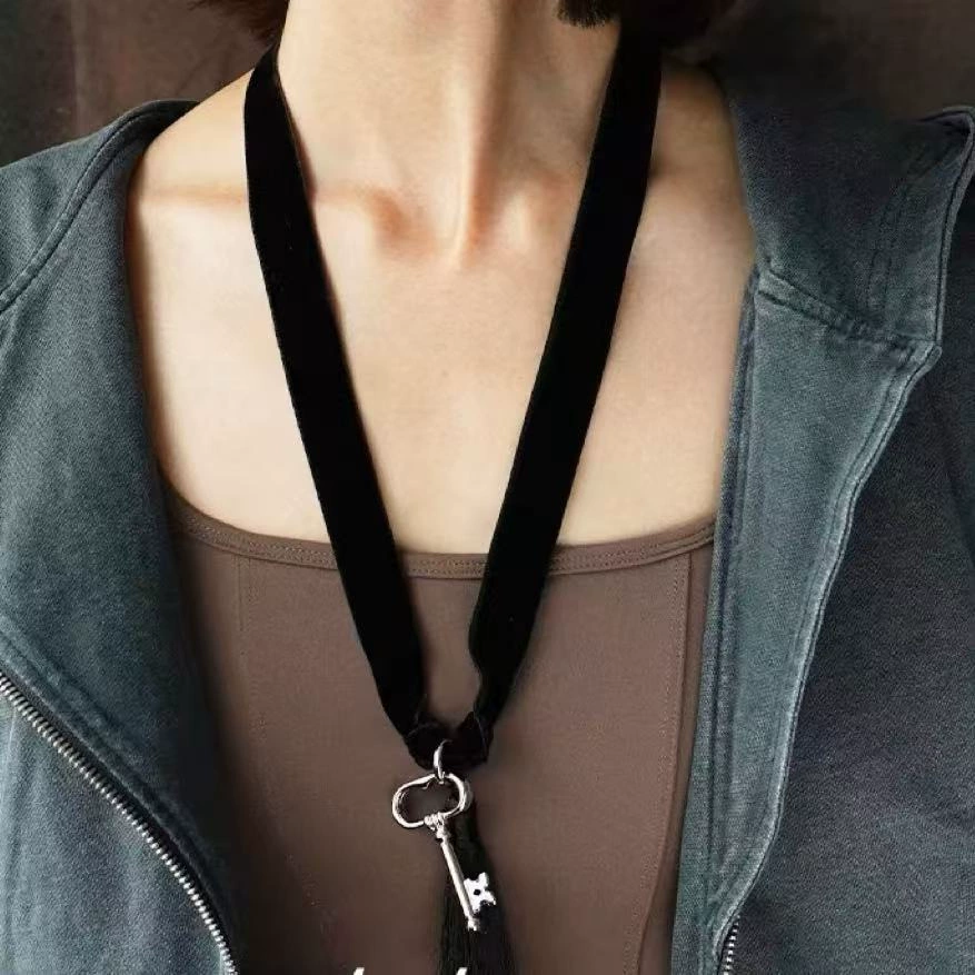 Black Ribbon Simple Cold Style Necklace