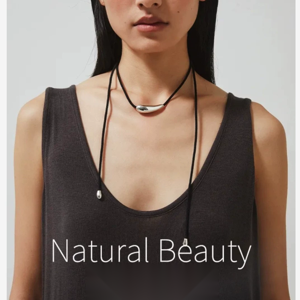 Black Wax Rope Pea Necklace