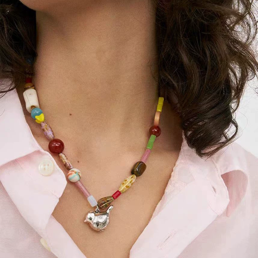 Chinese Color Dopamine Glaze Beaded Necklace gallery 3