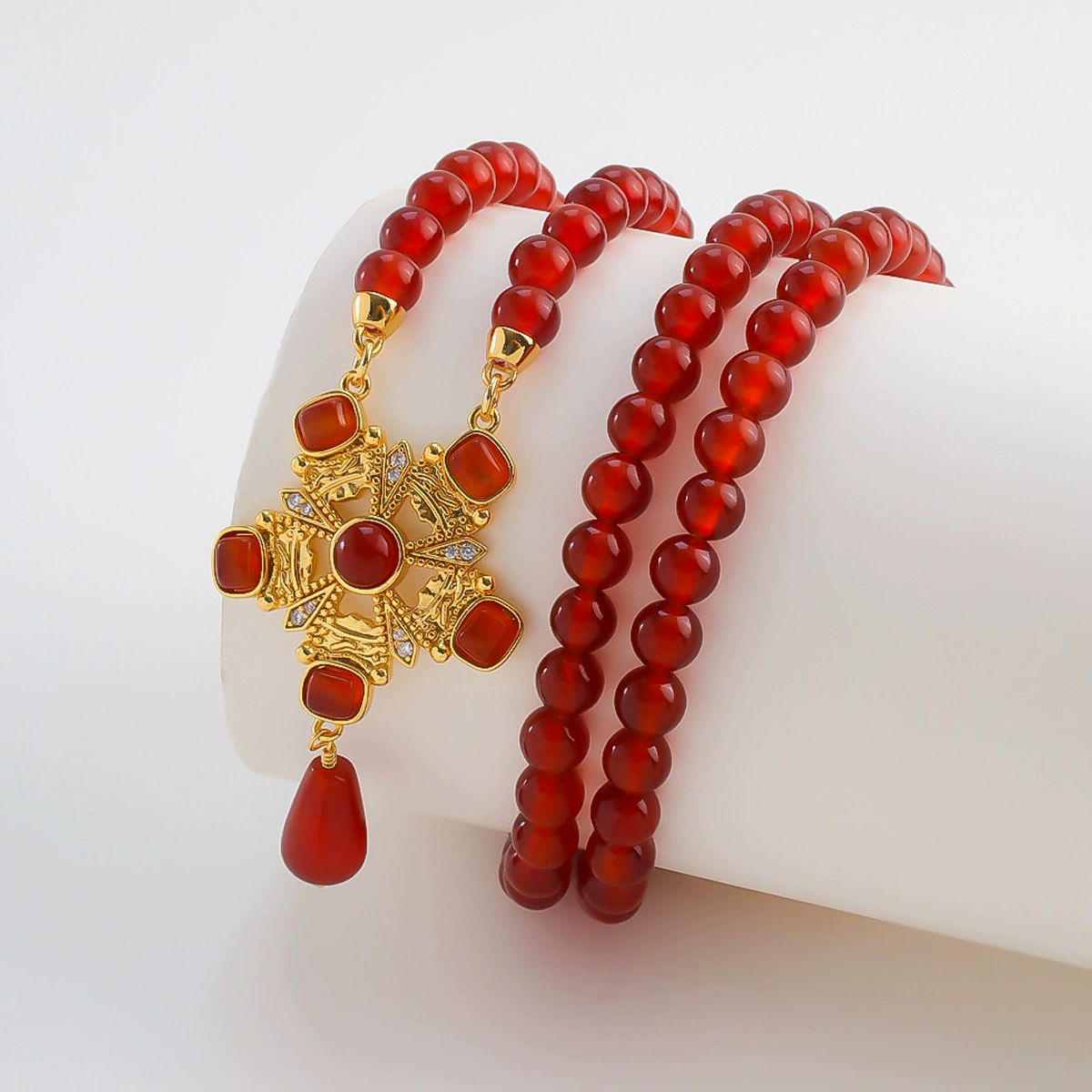 Chinese Style Natural Red Agate Necklace gallery 3