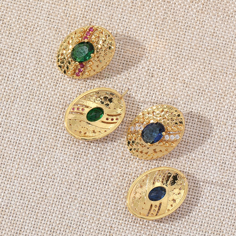 Copper Plated 18K Gold Colorful Earrings gallery 2