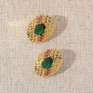 Copper Plated 18K Gold Colorful Earrings