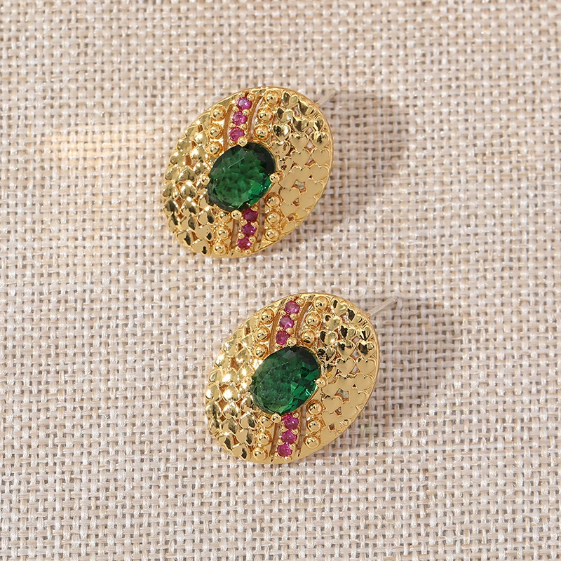 Copper Plated 18K Gold Colorful Earrings