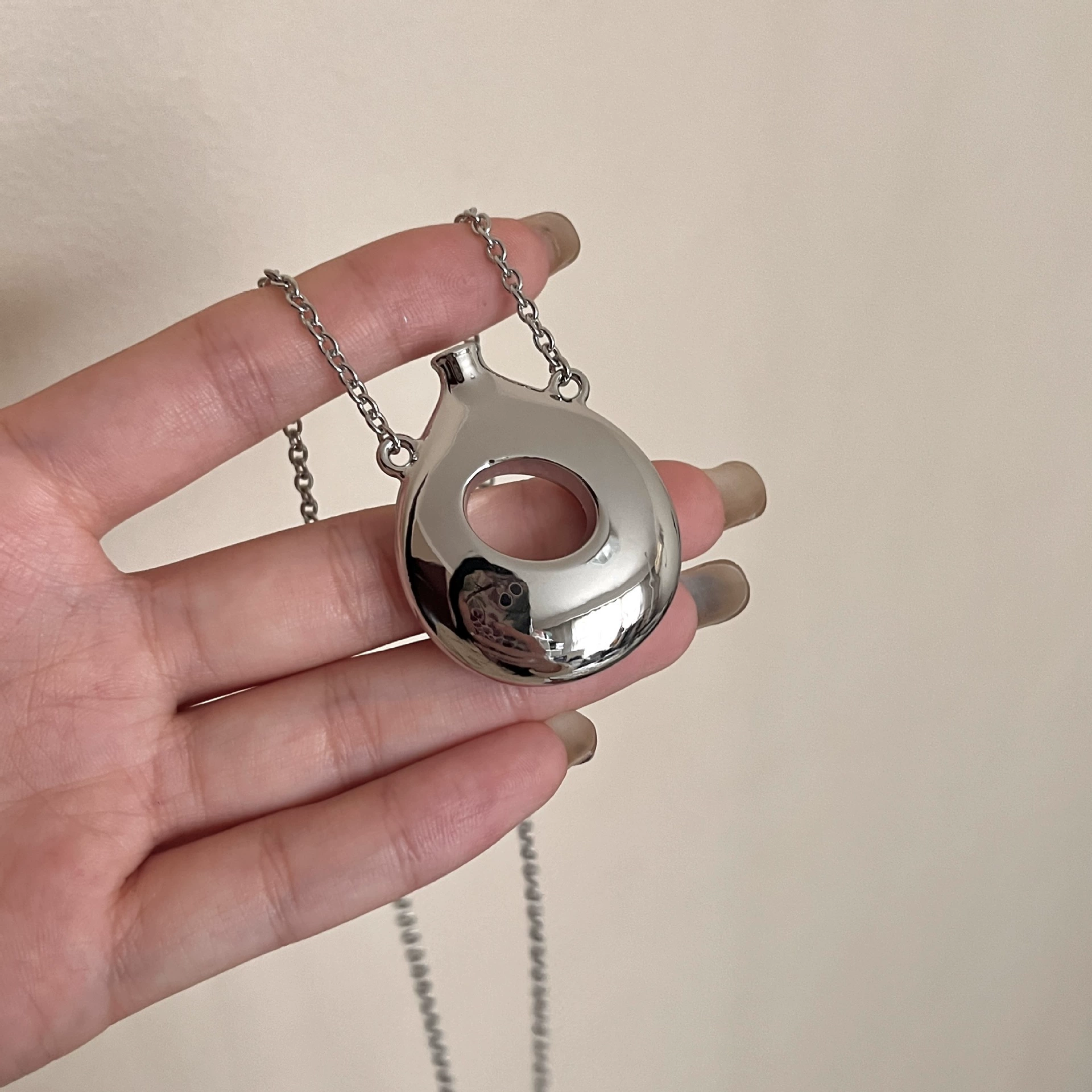 Gold And Silver Irregular Drop Necklace gallery 3