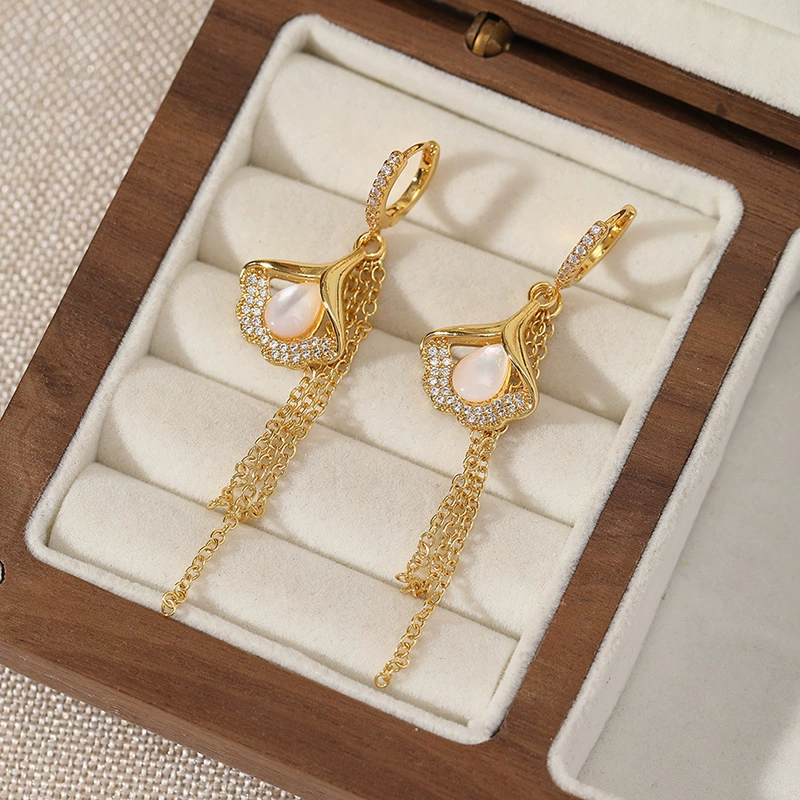 Fashionable And Tassel Ginkgo Leaf Earrings gallery 3