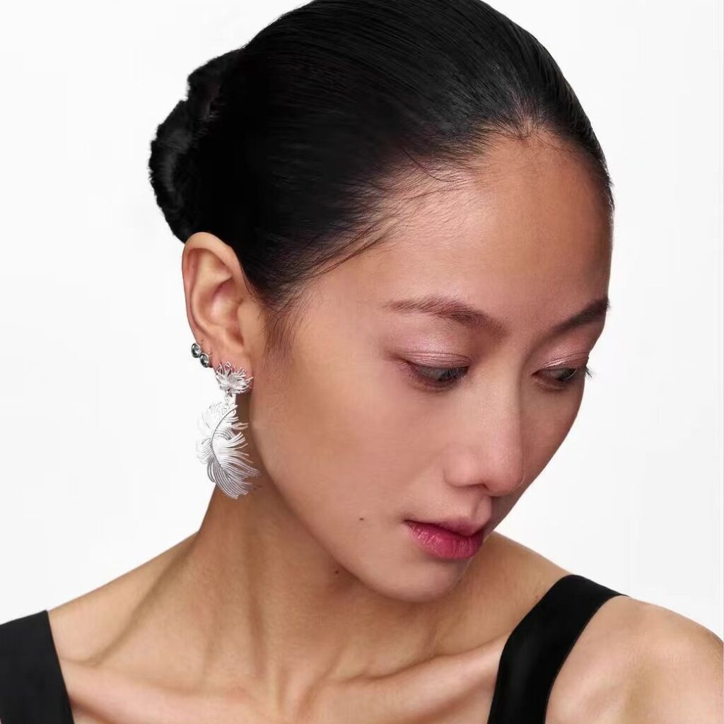 Feather Drop Stud Earrings