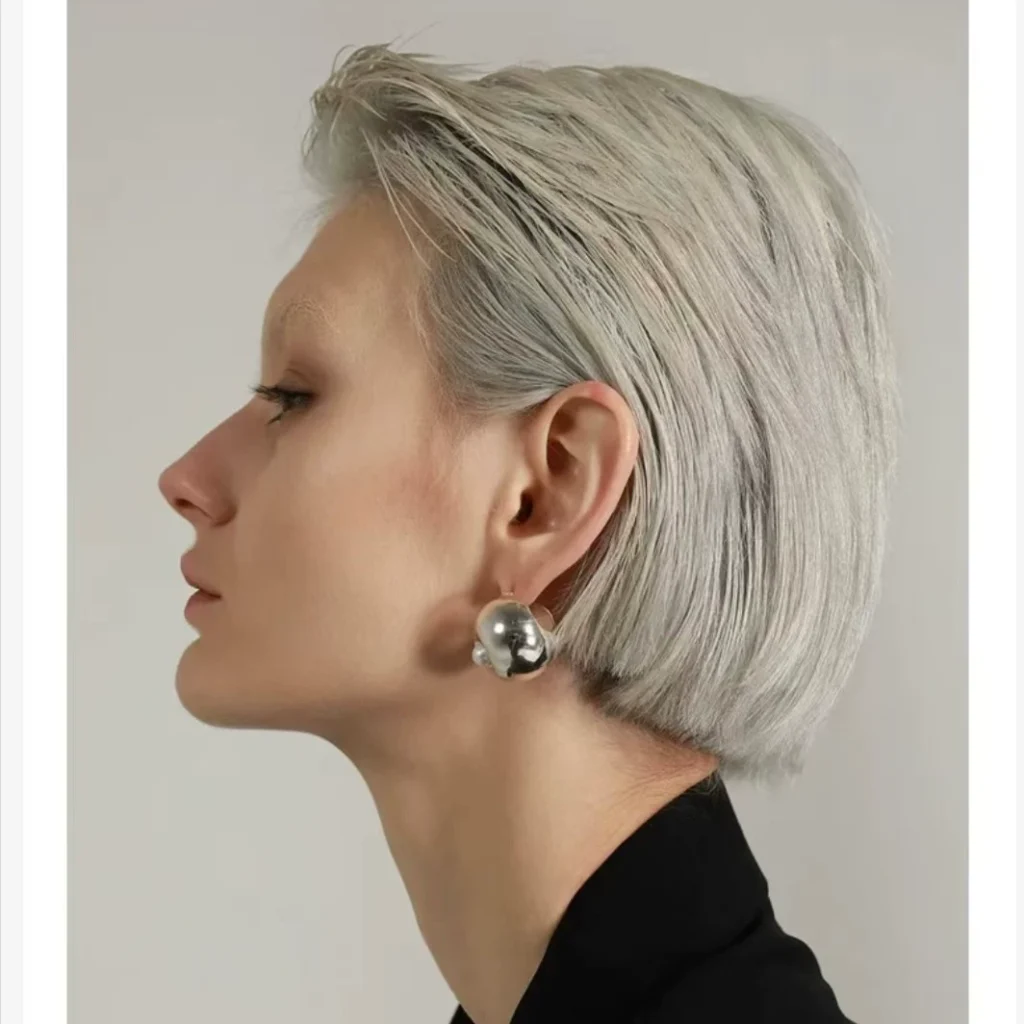 French Exaggerated Ball 925 Silver Earrings