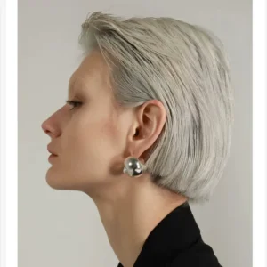 French Exaggerated Ball 925 Silver Earrings