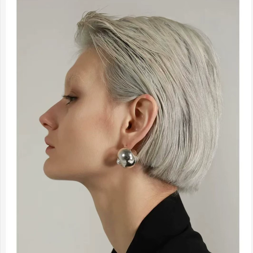 French Exaggerated Ball 925 Silver Earrings