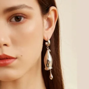 Gold And Silver Contrast Color Earrings