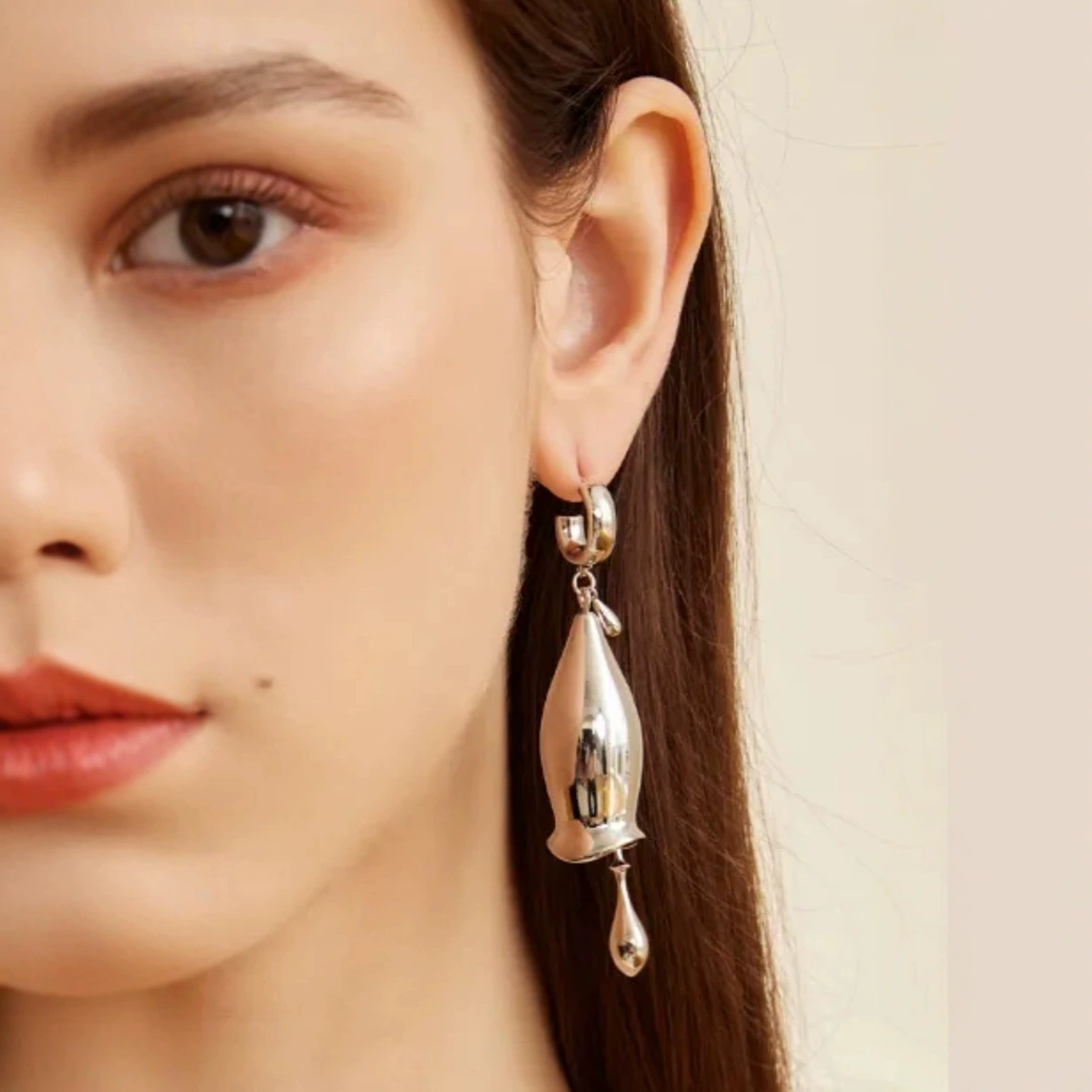 Gold And Silver Contrast Color Earrings