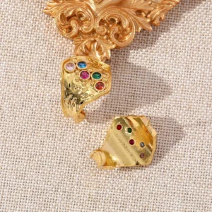 Colorful Zircon French Earrings