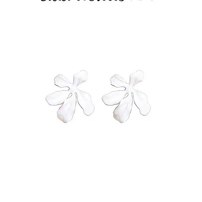 Iris Flower Stud White Flower Earrings gallery 3