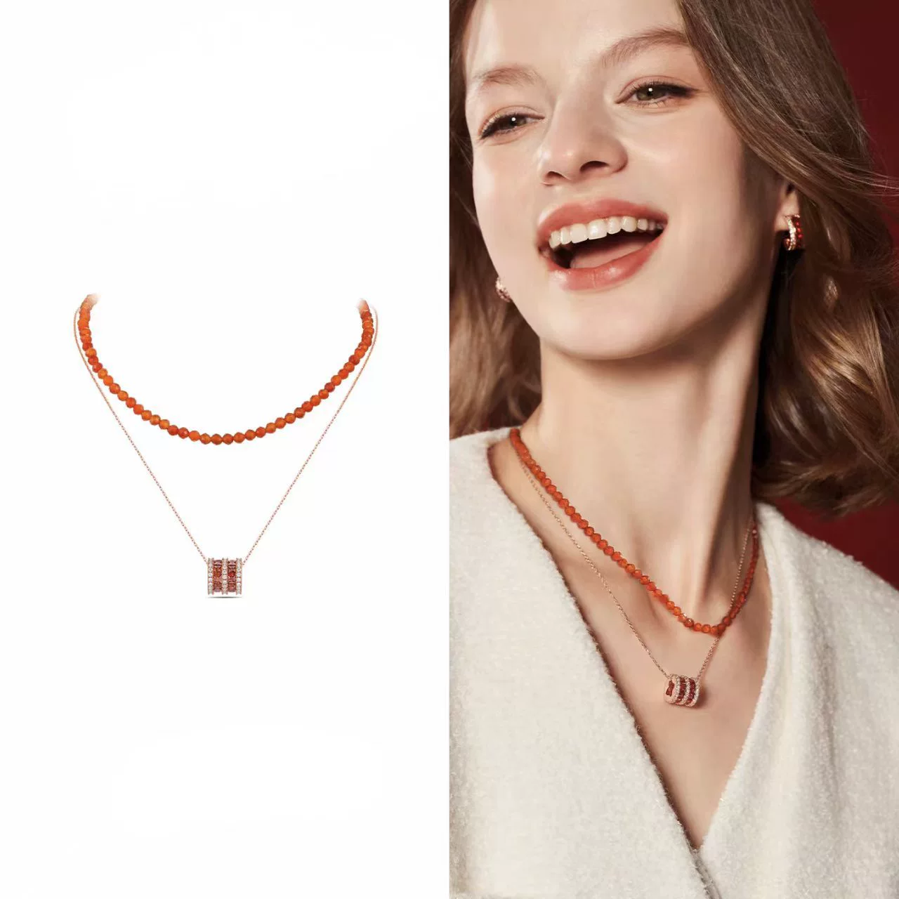 Lucky Red Pendant Necklace Set gallery 2