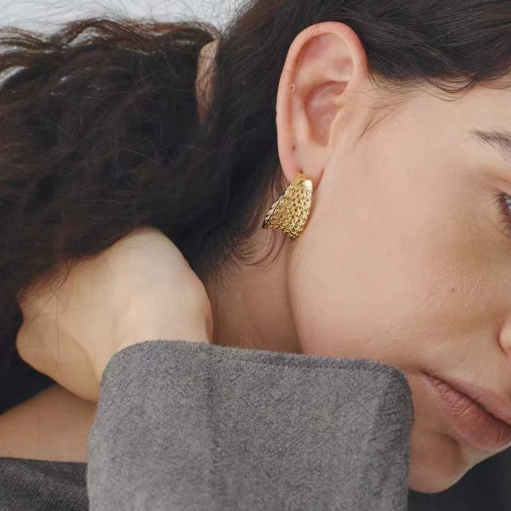 Luxe Hollow Metal Stud Earrings gallery 3