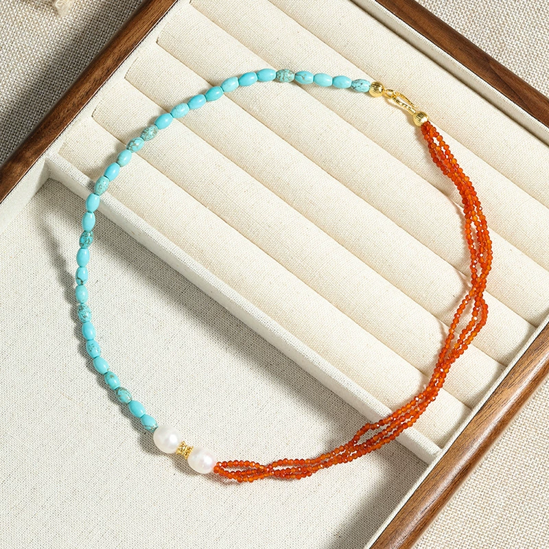 Natural Freshwater Pearl Imported Turquoise Necklace