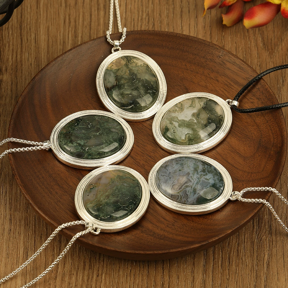 Natural Stone Oil Painting Texture Necklace gallery 2