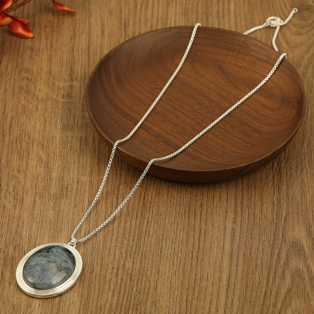 Natural Stone Oil Painting Texture Necklace gallery 3