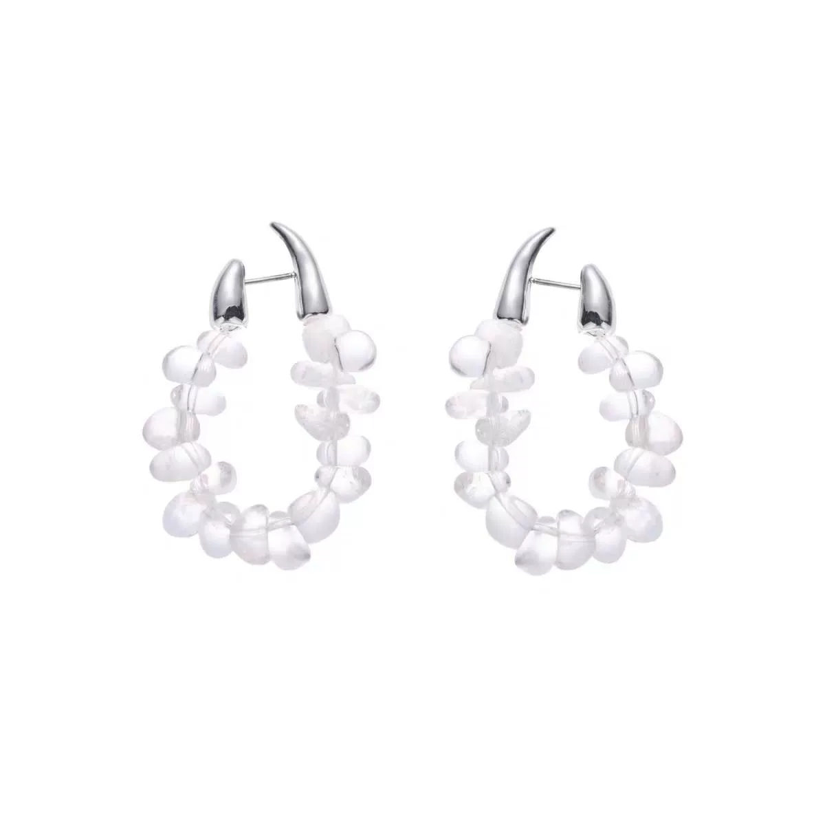 Natural White Crystal Drop Stud Earrings gallery 3
