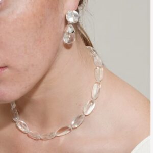 Natural White Crystal Drop Teardrop Earrings