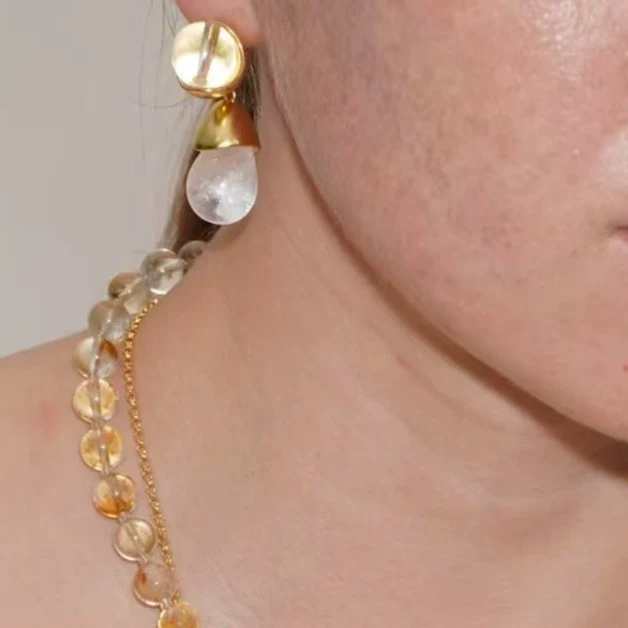 Natural White Crystal Drop Teardrop Earrings gallery 3