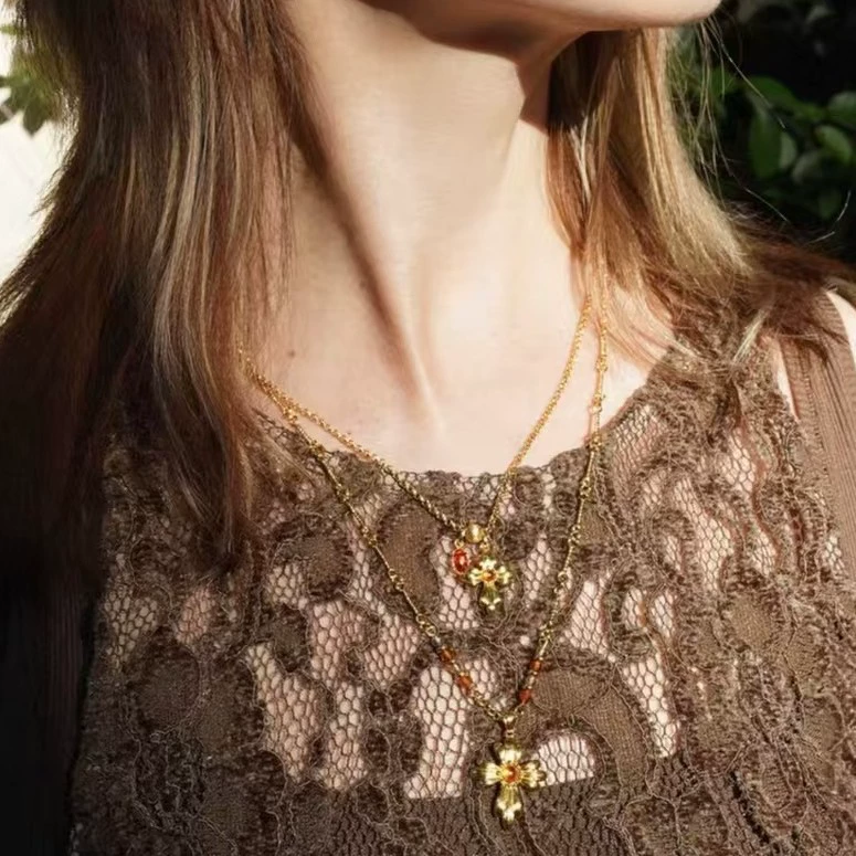 Floral Cross Pendant Necklace gallery 2