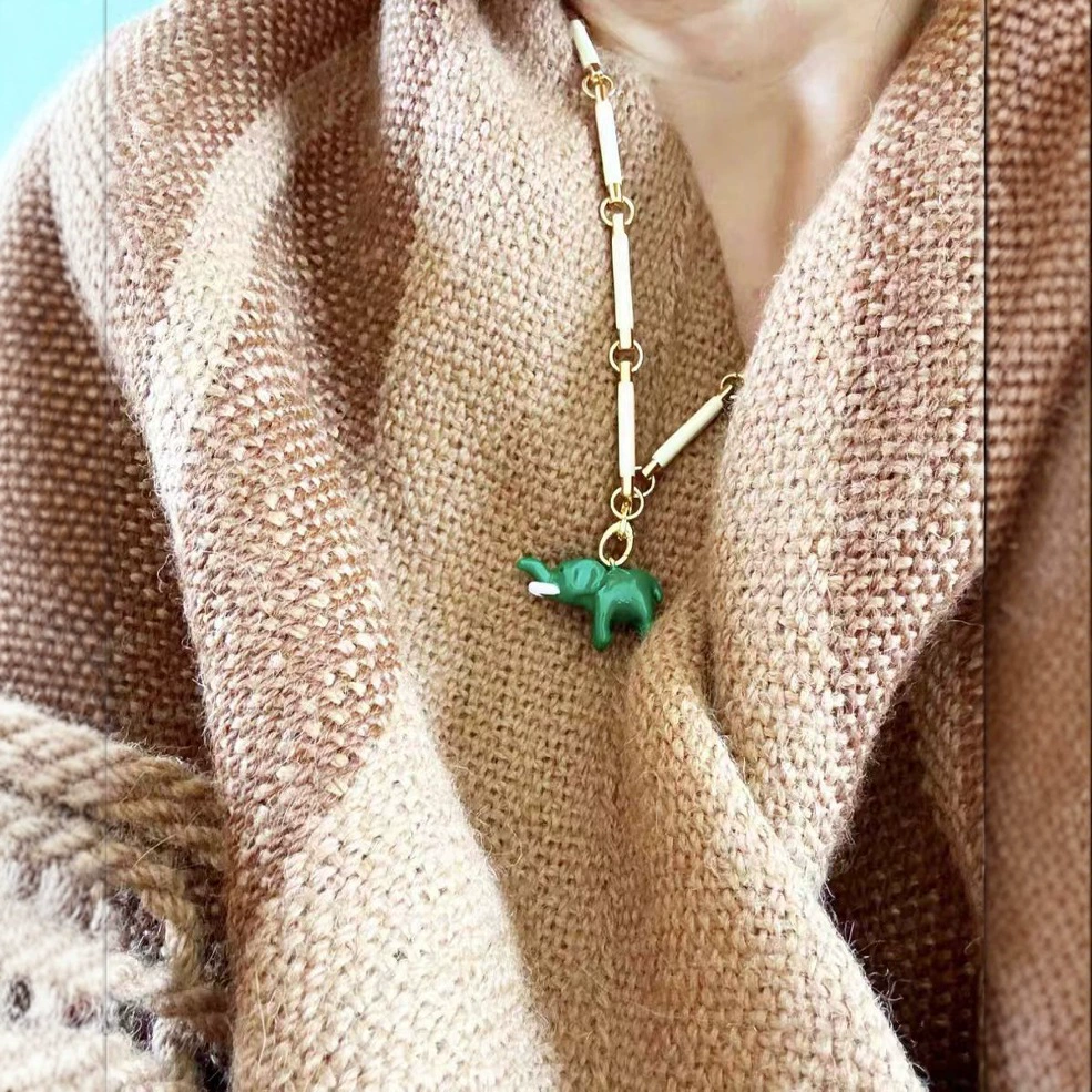 Pendant Green Enamel Necklace gallery 2