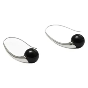 Red And Black Agate French Earrings