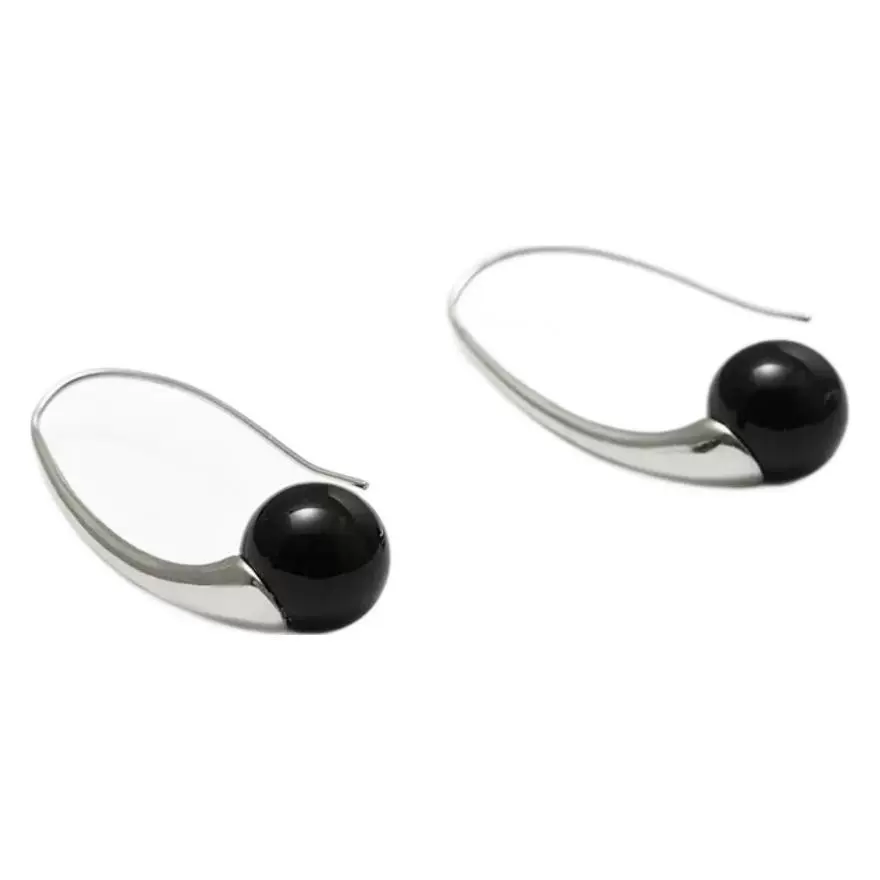 Red And Black Agate French Earrings gallery 2