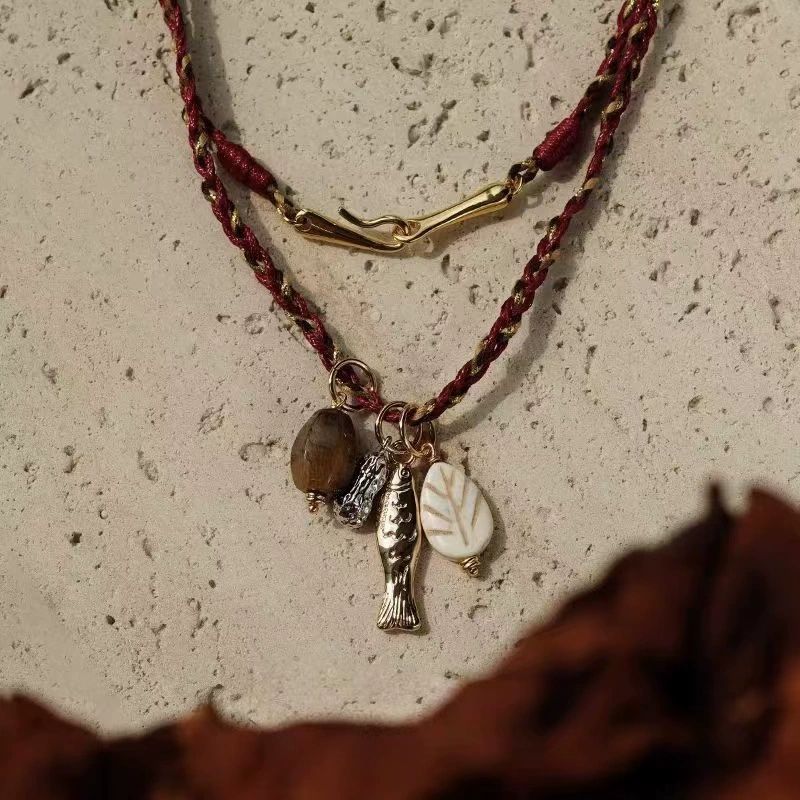 Red Braided Rope Big Fish Necklace gallery 2