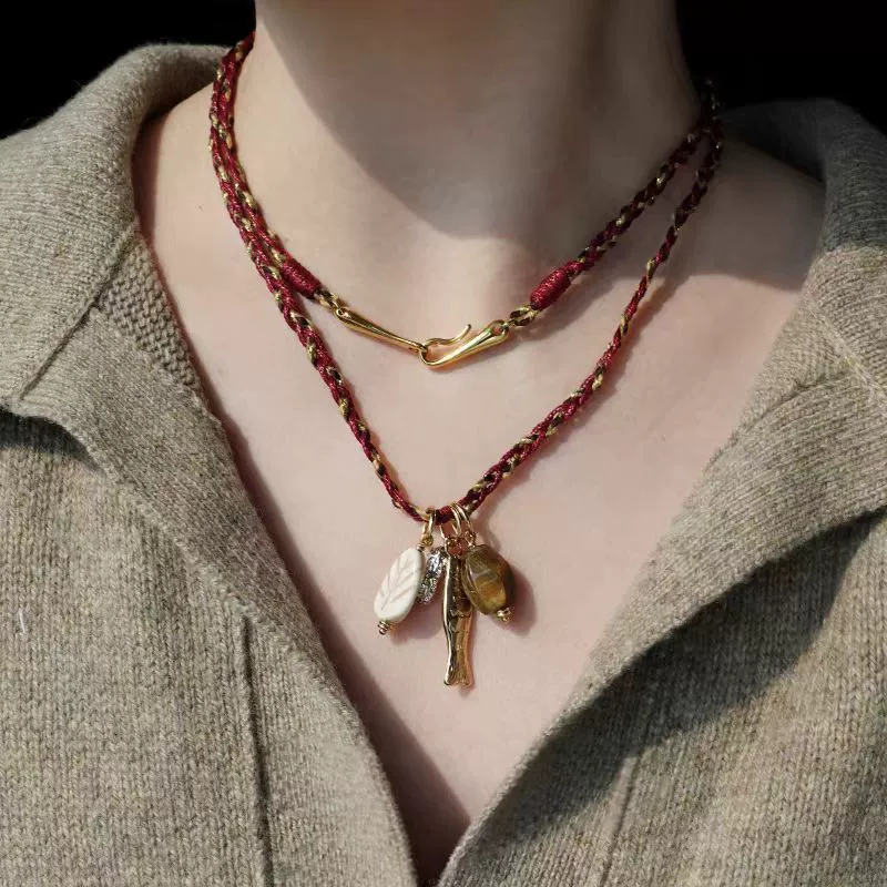 Red Braided Rope Big Fish Necklace gallery 3