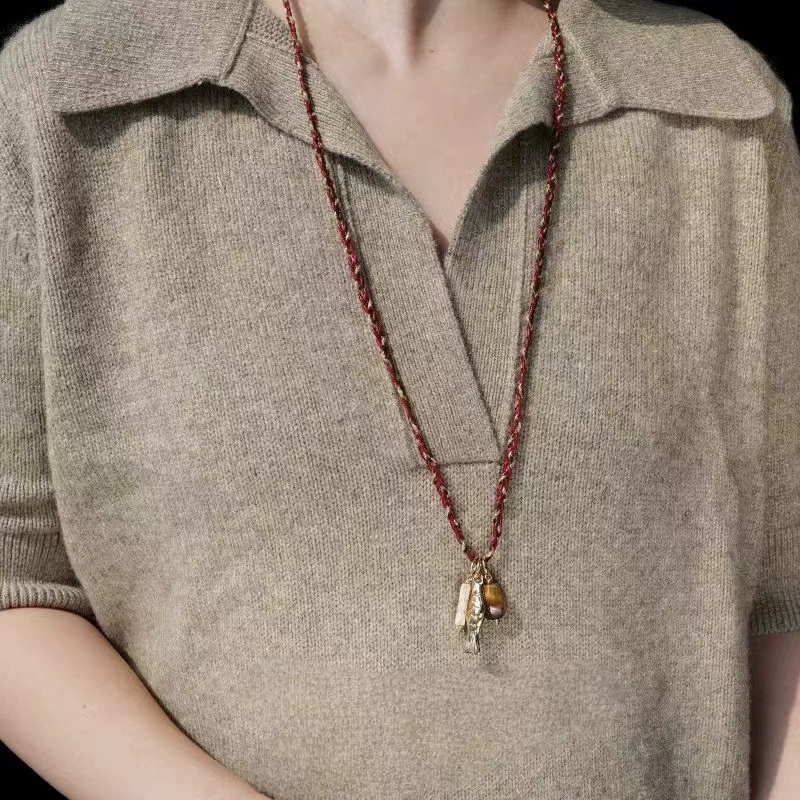 Red Braided Rope Big Fish Necklace