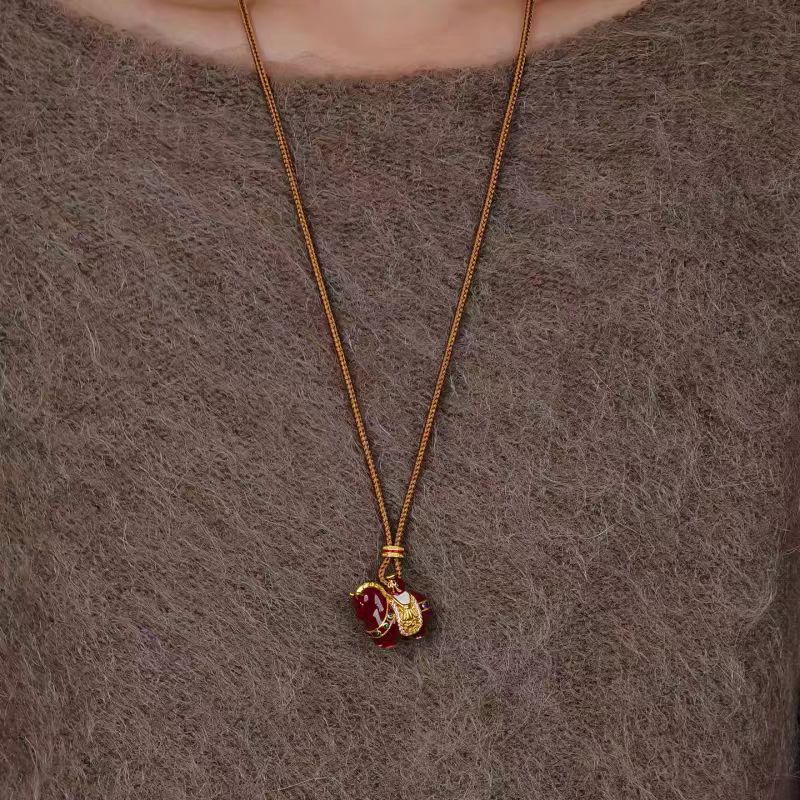Red Pendant Enamel Necklace