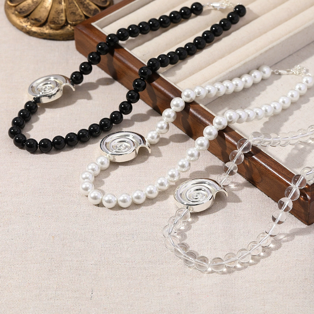 Shell Pearl And Black Onyx Necklace