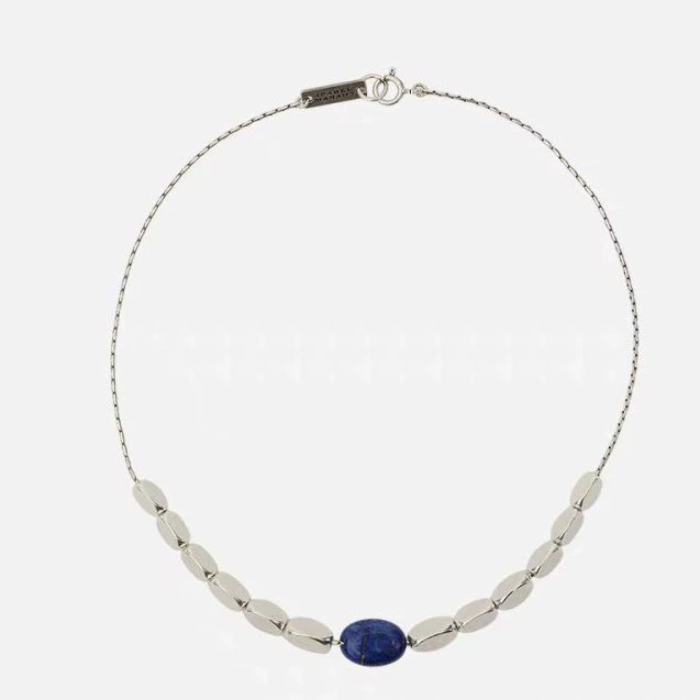 Silver Beaded Lapis Lazuli Necklace gallery 2