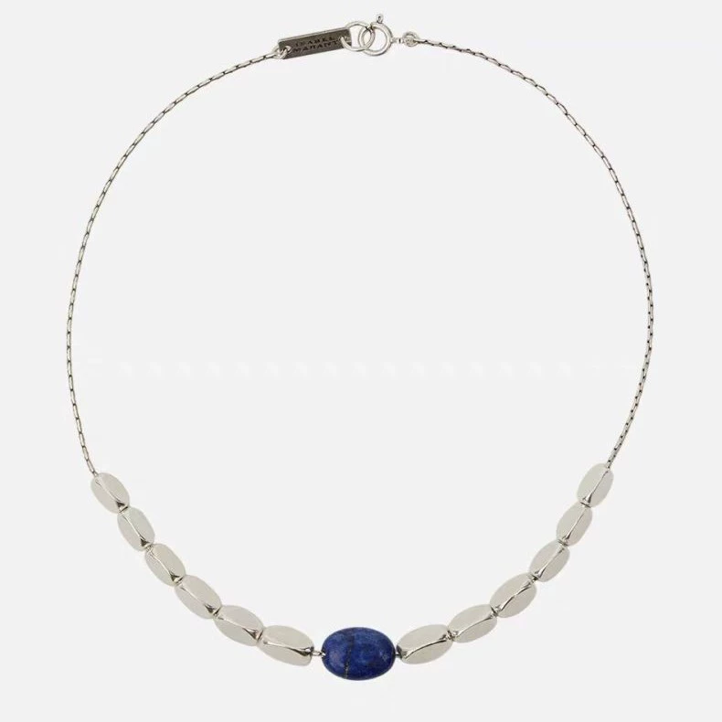 Silver Beaded Lapis Lazuli Necklace gallery 3