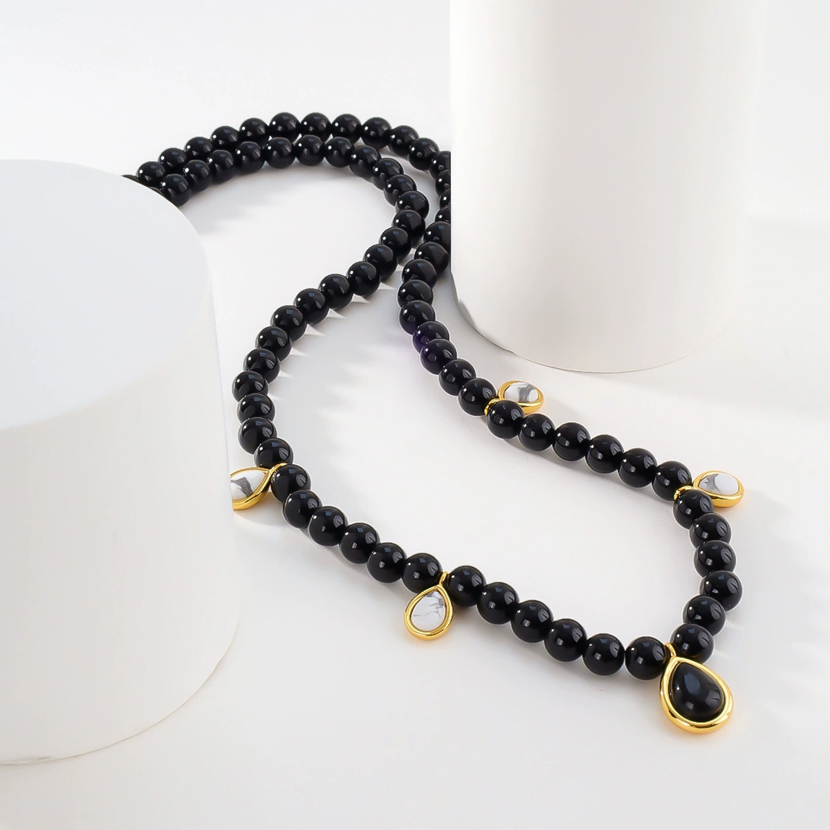 Natural Black Onyx Beaded Necklace gallery 3