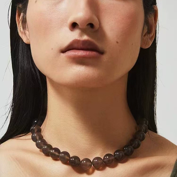 Tea Crystal Beaded OT Buckle Necklace