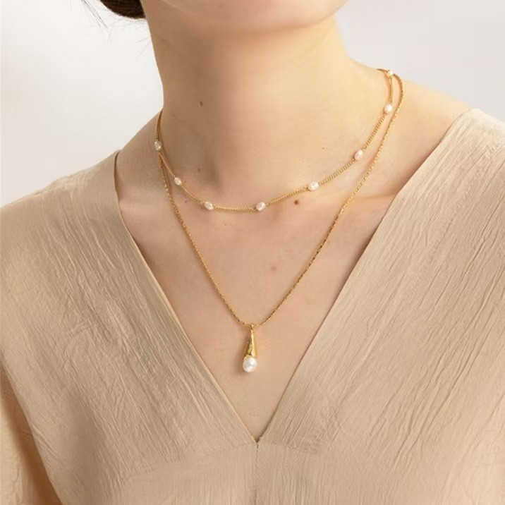 Teardrop Pendant Natural White Crystal Necklace