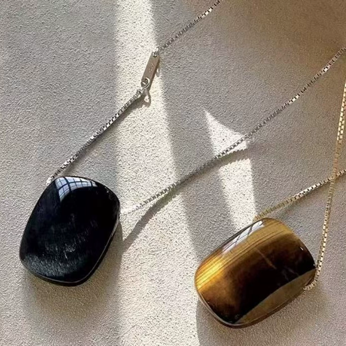 Tiger Eye And Obsidian Statement Necklace