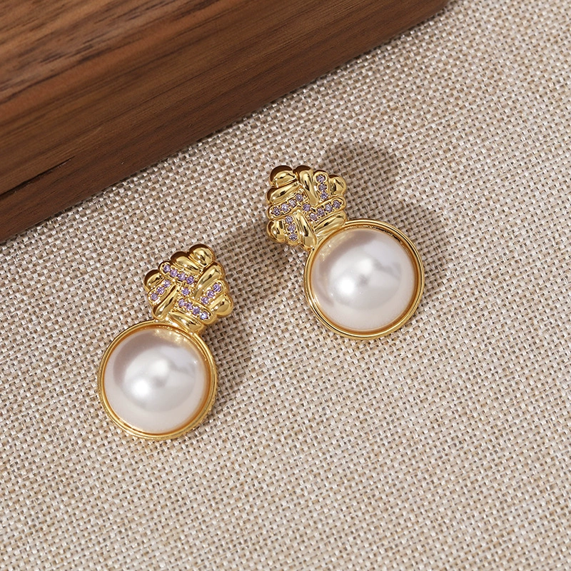 Vintage Court-Style Peacock Green Stone Earrings