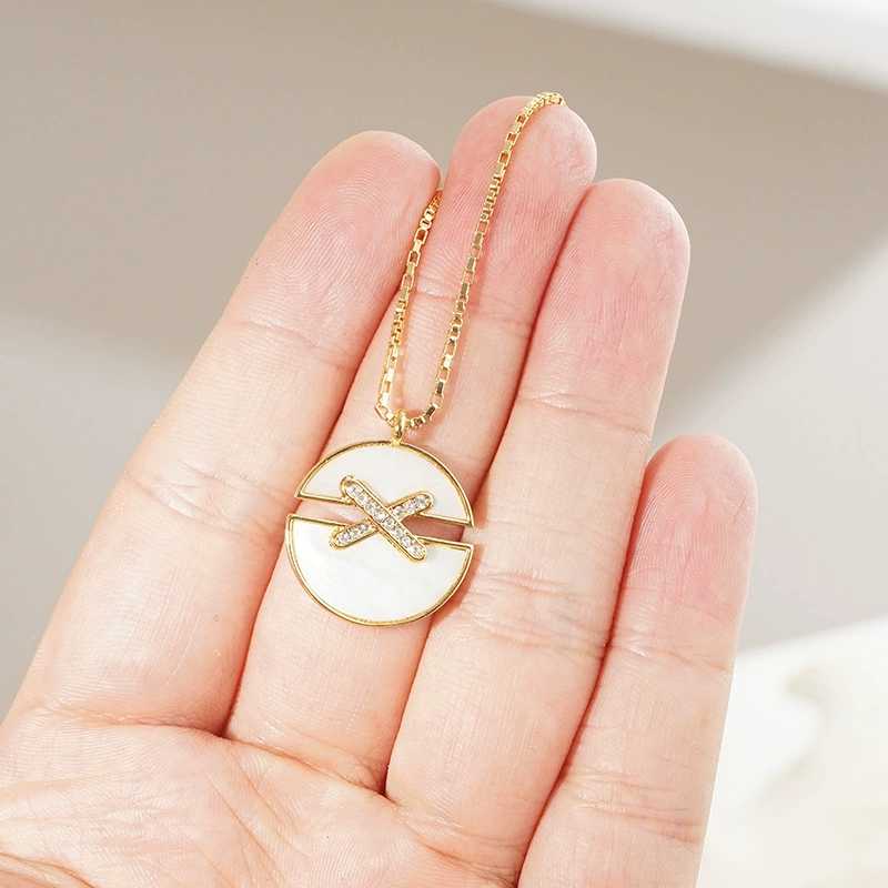 White Fritillaria Plated Gold Inlaid Necklace gallery 2