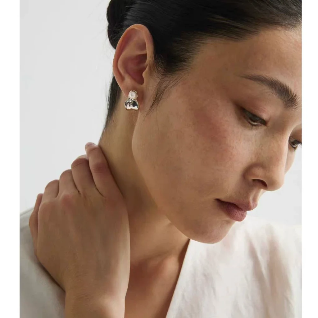 White Pearl Hoop Earrings